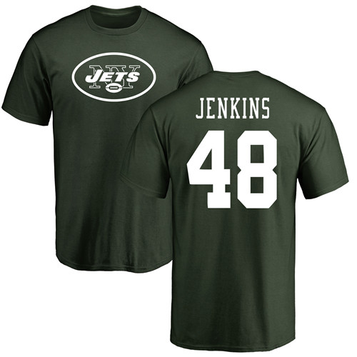 New York Jets Men Green Jordan Jenkins Name and Number Logo NFL Football #48 T Shirt
